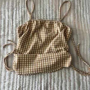 Tan and White Gingham Crop Top